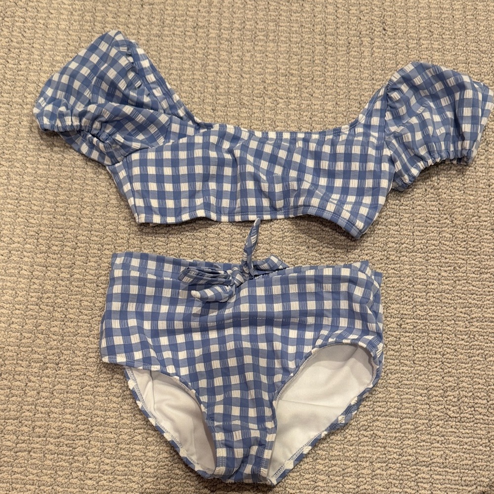 GB Girls Blue and White Gingham Bikini